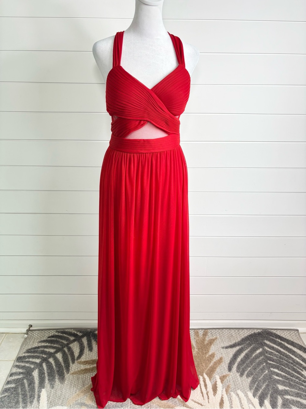 Cache Red Twist Front Crossback Maxi Dress Prom Size 6